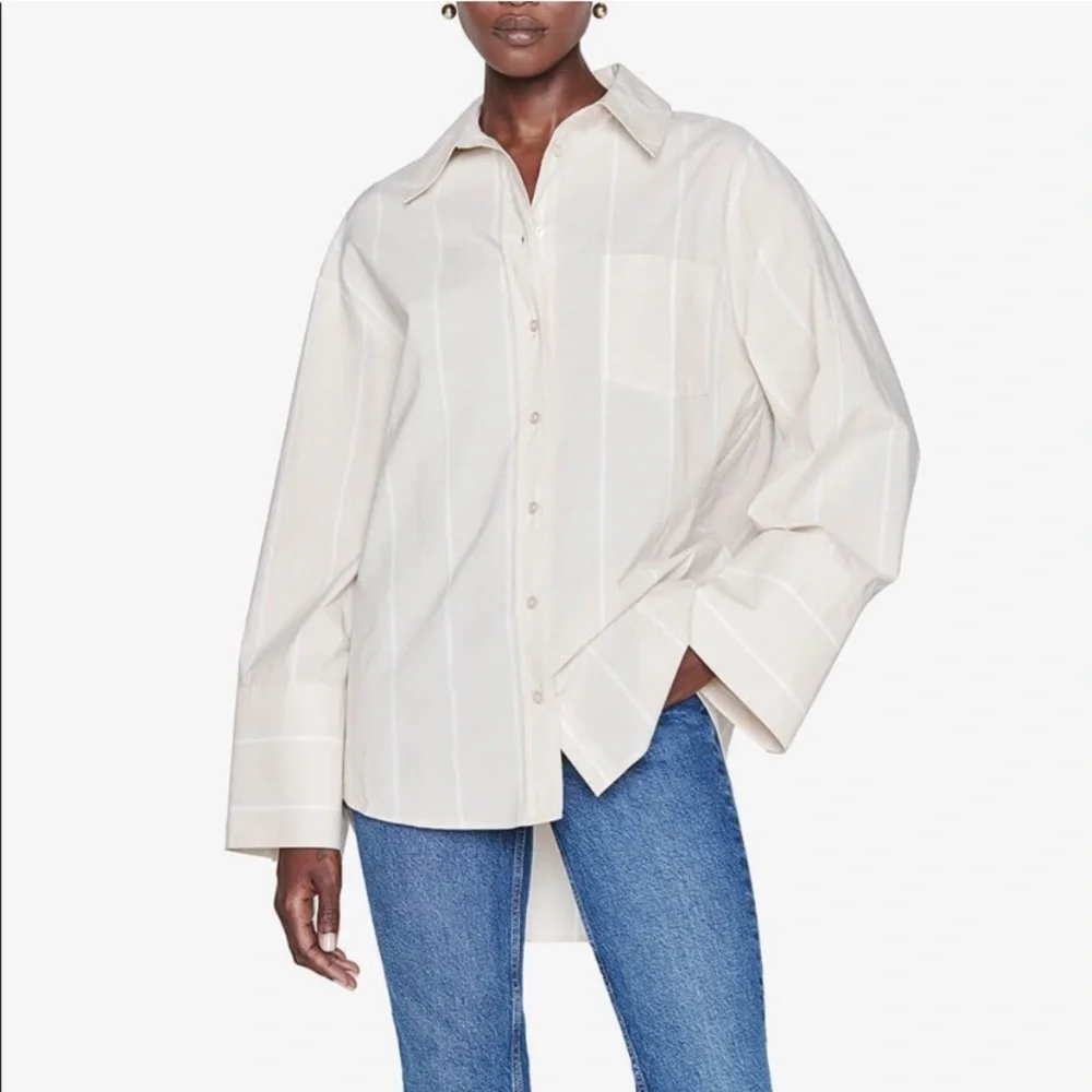 Anine Bing Allie Shirt in Camel Stripe
